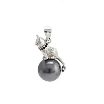 925 sterling silver cat pendant necklace on a chain, showing elegant feline design.