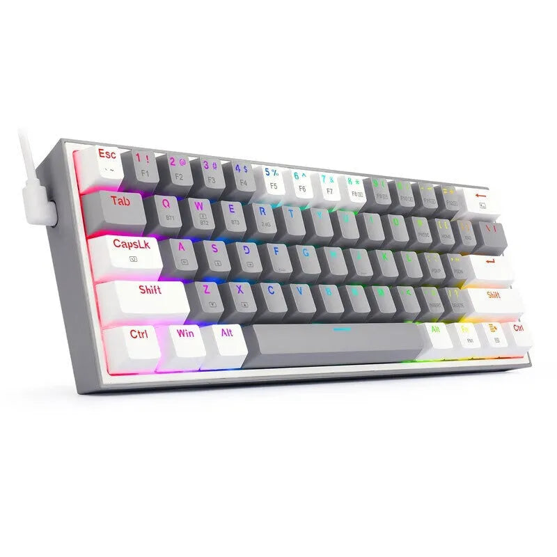 White pink K617 wired mechanical keyboard with RGB backlighting and dual-shot keycaps