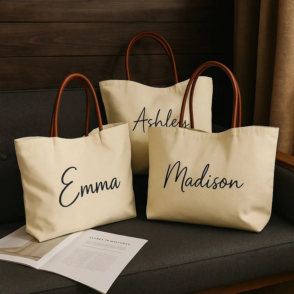 Heavy-duty natural cotton canvas tote bag with flat base and long handles in beige white colour.