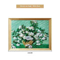 DIY oil painting kit showing epoxy pottery canvas with Van Gogh Sunflowers outline and acrylic paints