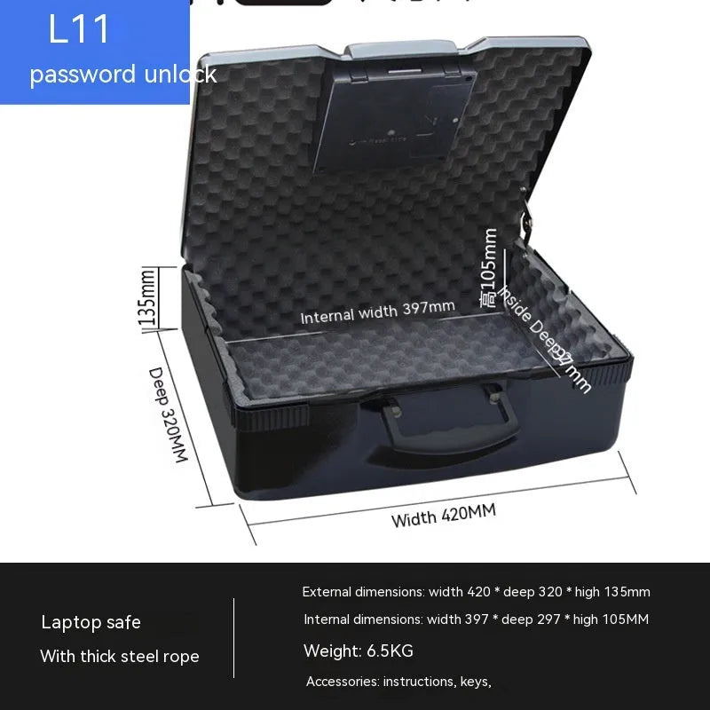 Portable mechanical password safe box with combination lock for travel and office security