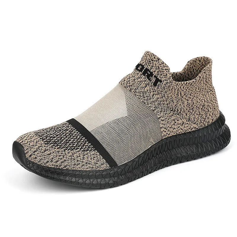 Flyknit socks shoes in khaki colour with lace design and tassel details