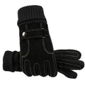 Men's warm genuine pigskin leather touch screen gloves in brown with fleece lining