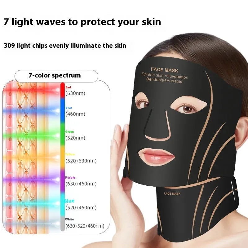 Black and gold IPL facial mask beauty instrument with silicone construction and headband touch controls