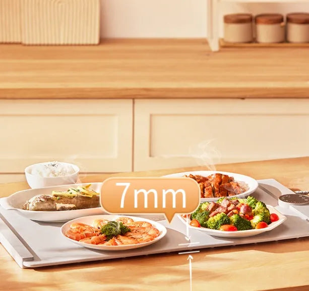 Silicone foldable warm chopping board in elegant grey with digital display and adjustable temperature, 220V 250W.