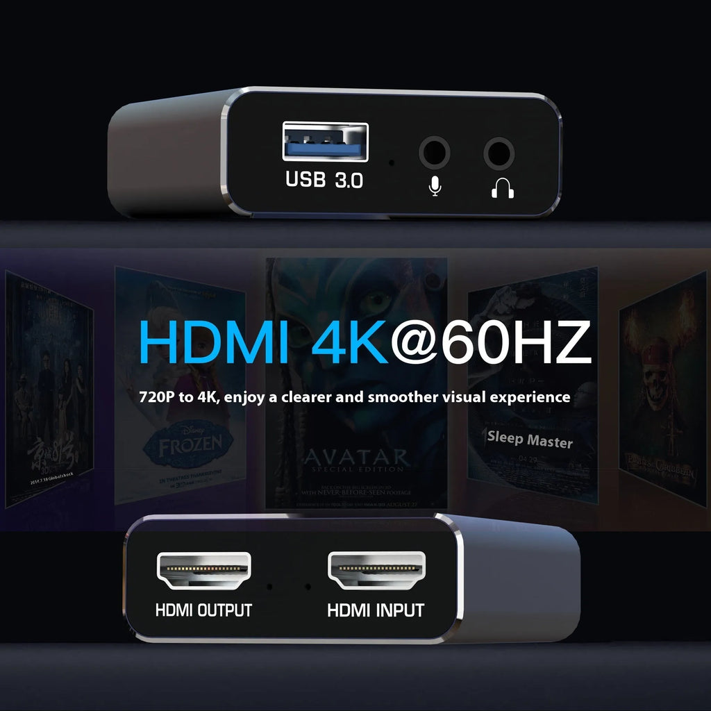 Black MS2131 chip gaming set-top box with audio recording and 1080 resolution output