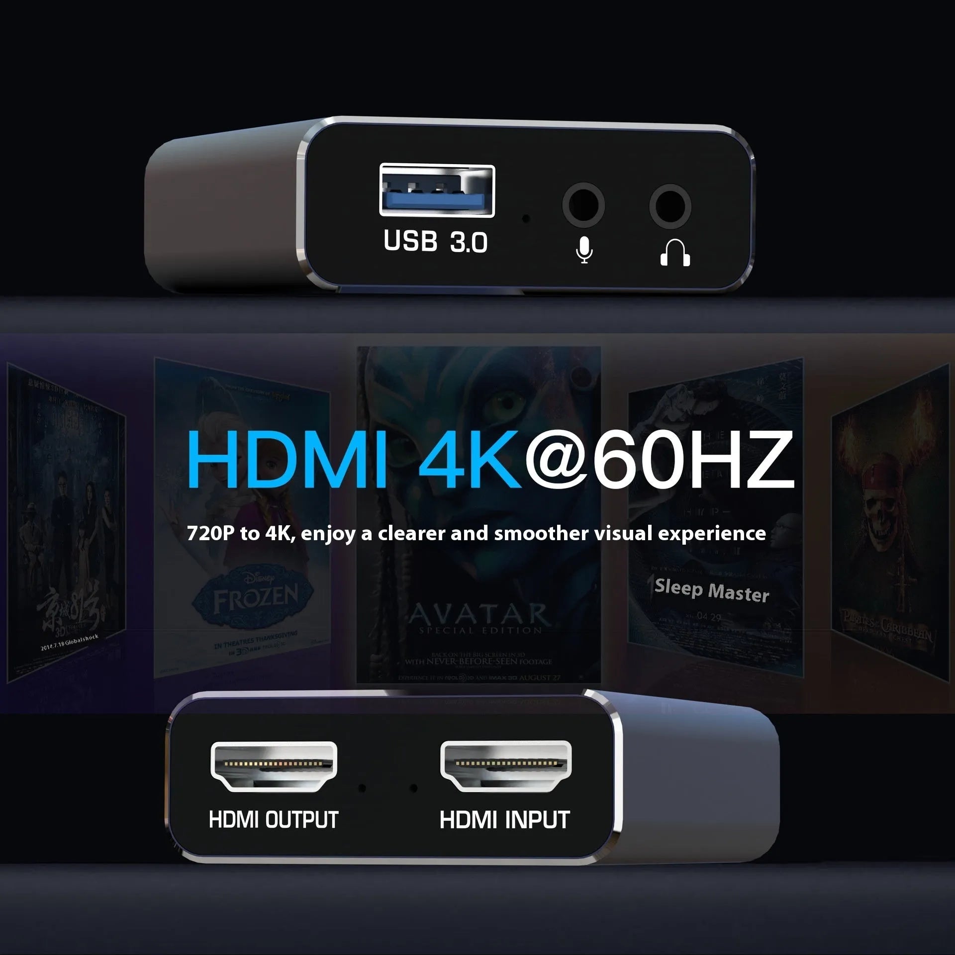 Black MS2131 chip gaming set-top box with audio recording and 1080 resolution output