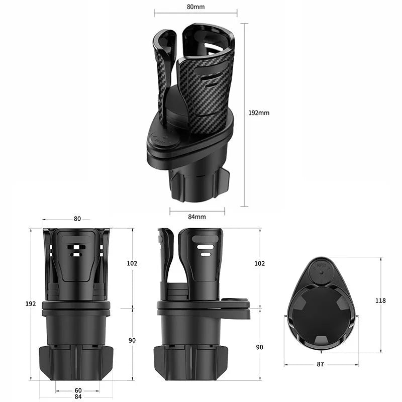 Second generation car cup holder modification accessory in carbon fibre pattern with matte finish
