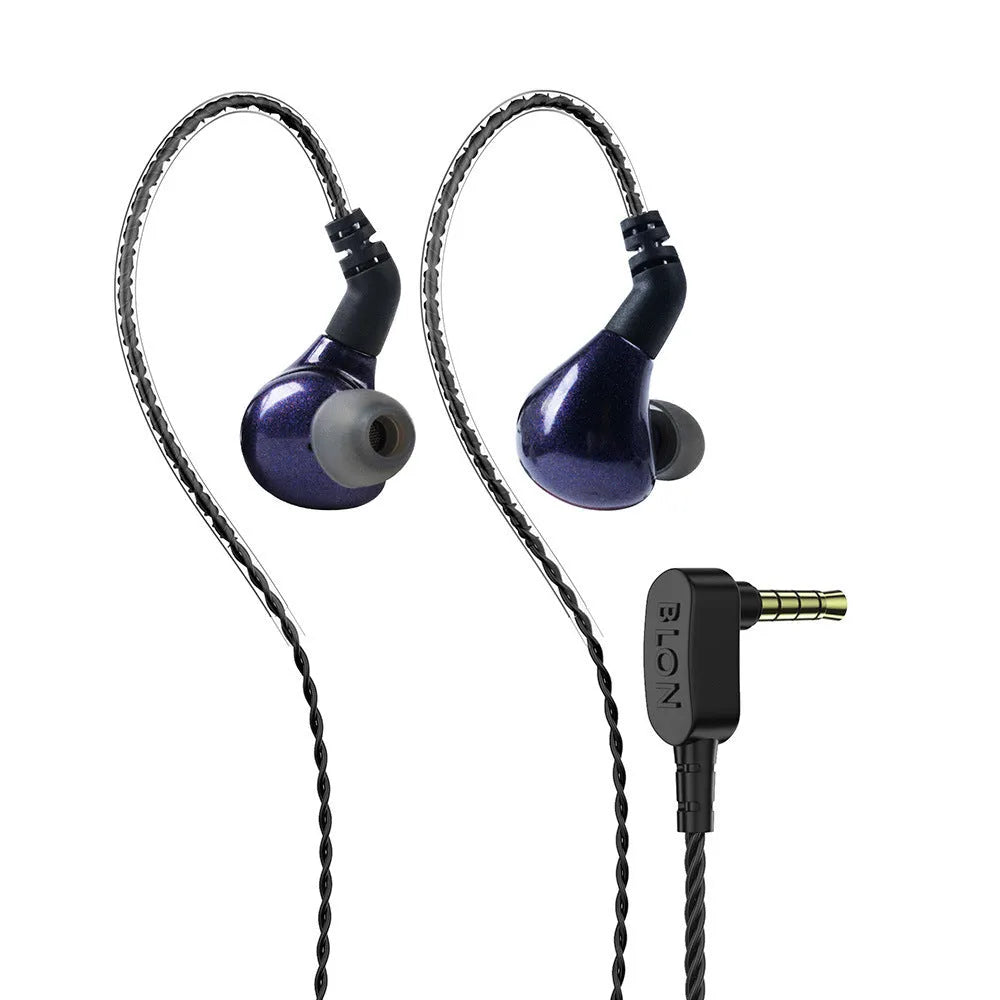 Chameleon ear-hook sports HIFI in-ear headset with 3.5mm plug, 1.2m copper wire cable, blue purple
