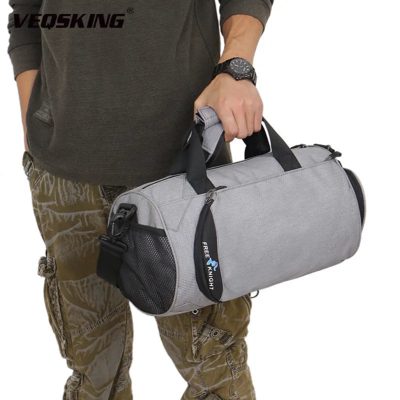 Large capacity nylon gym bag 49cm wide 20-35L holdall in green light grey or navy blue