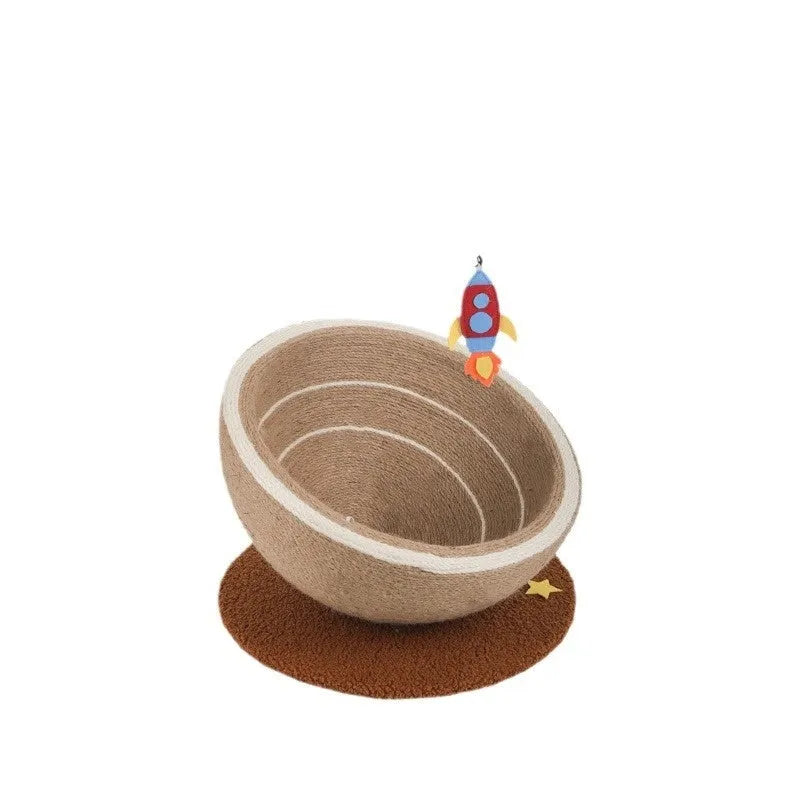 Large integrated cat scratching basin and bed with sisal rope scratching surface and flannel sleeping area