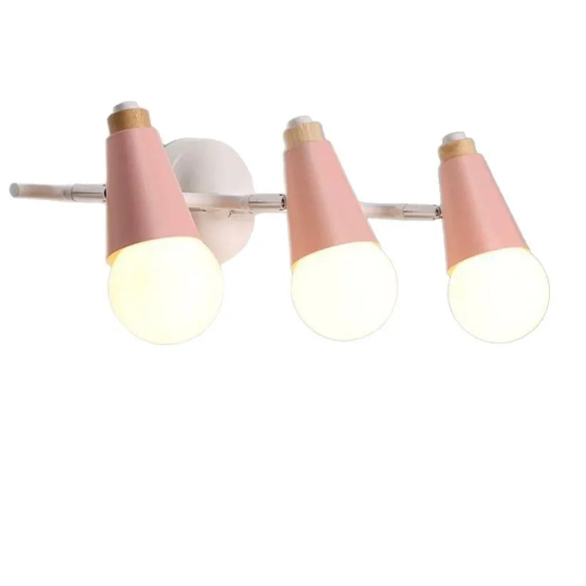 Modern minimalist Macaron iron LED wall lamp for bedroom in black or grey or white, 2 or 3 heads, 220V