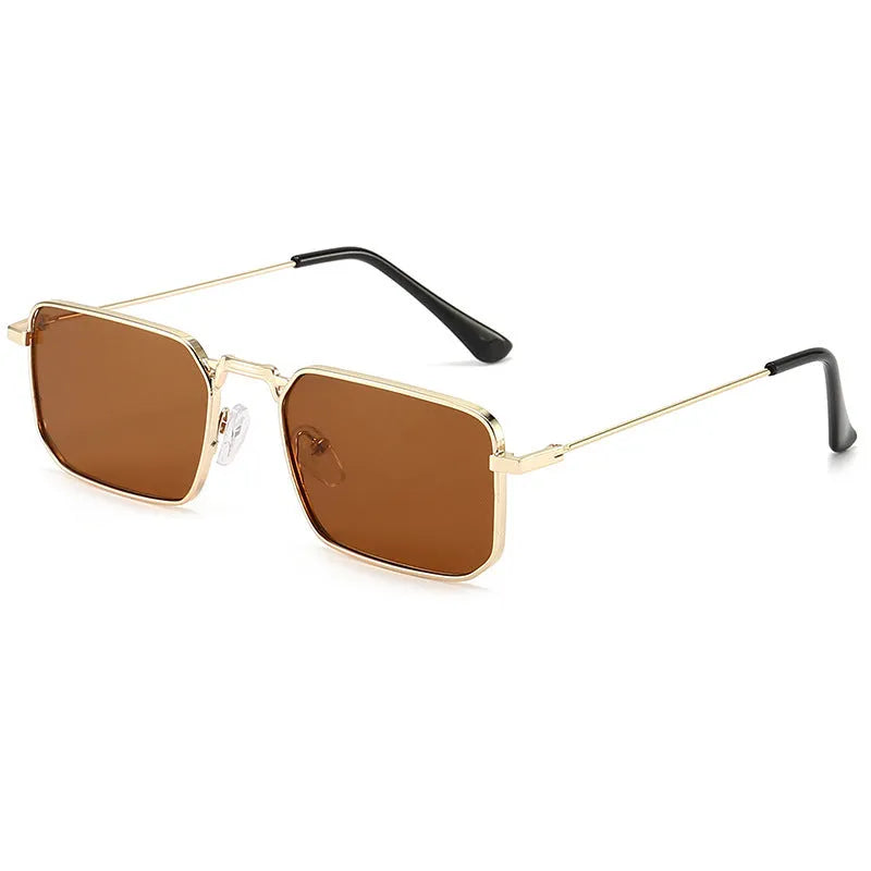 Men's square frame steampunk sunglasses with metal construction in gold and black colour options
