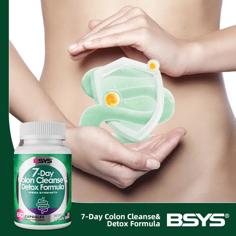 7 day colon cleanse and detox formula bottle containing 60 capsules for short-term colon support
