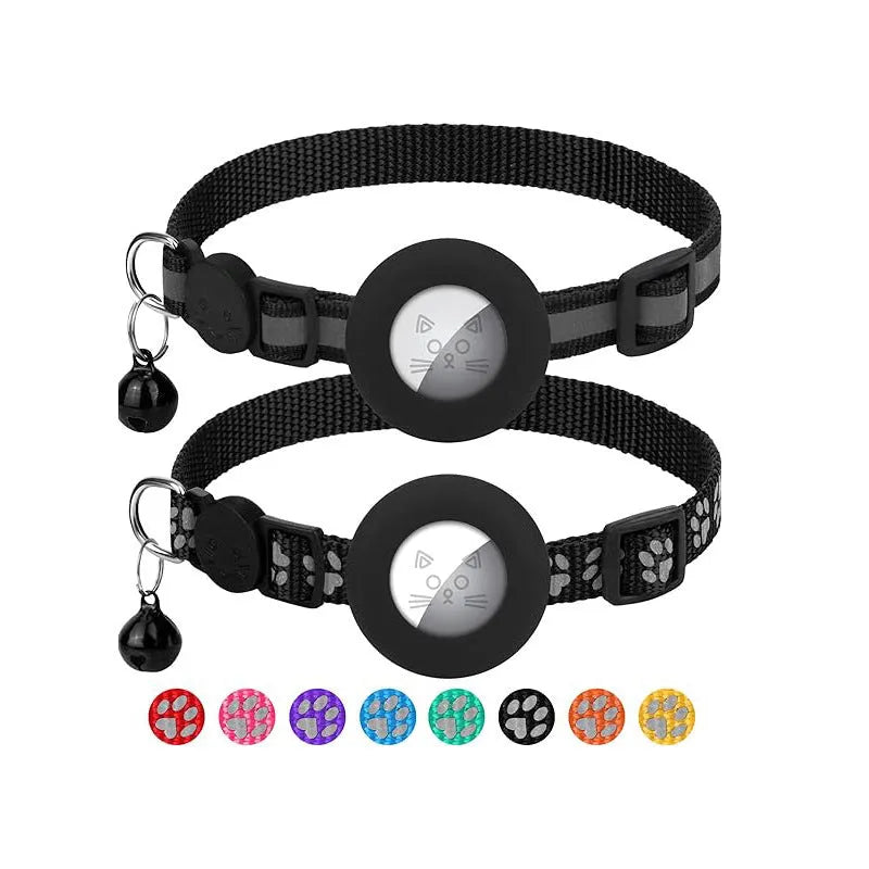 Reflective denim anti-lost pet collar for cats and dogs in black, pink, yellow, and five more colours