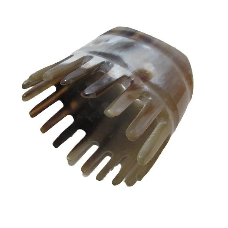 White buffalo horn comb with half-wide teeth and pointed tips for traditional Chinese meridian scalp massage