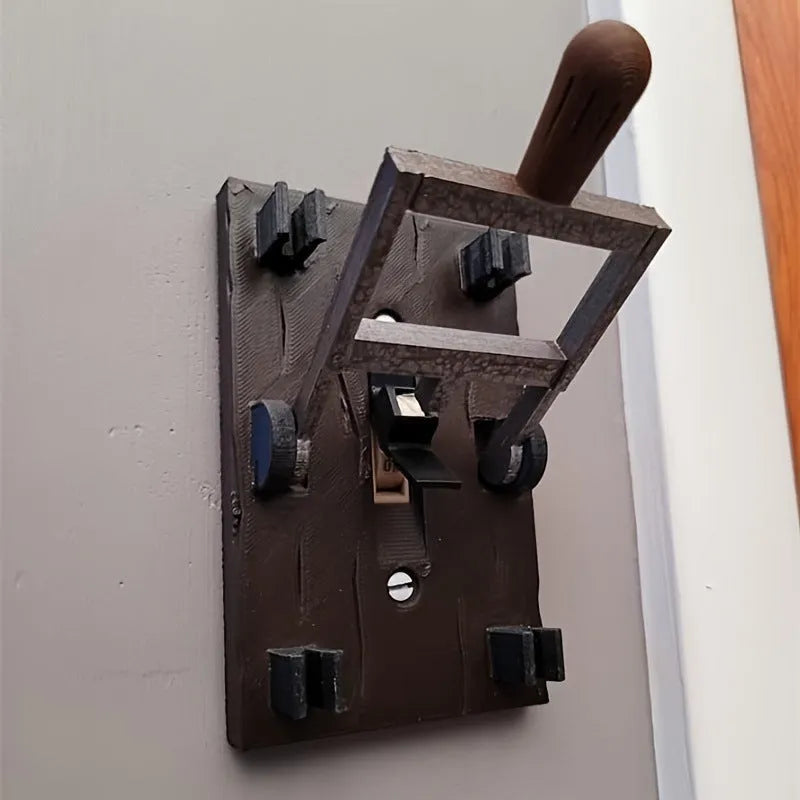 Retro-style decorative wall switch plate with holiday design, showing American standard size and mechanical switch.