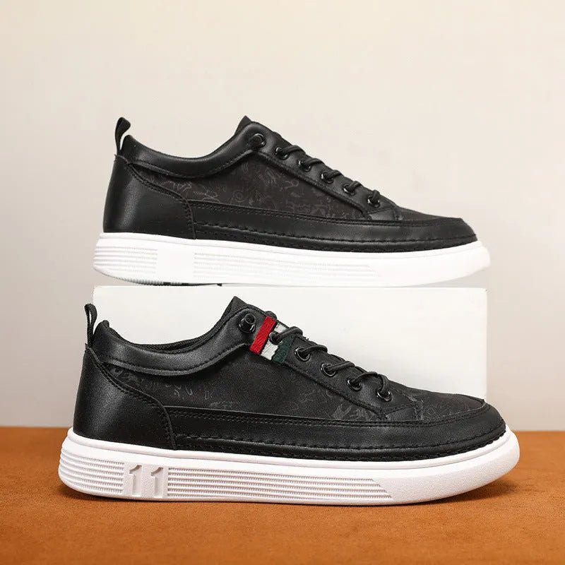 Men's high-cut casual sneakers in black, grey, or green with round toe and PVC sole