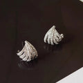 Geometric line design earrings for women in electroplated platinum colour