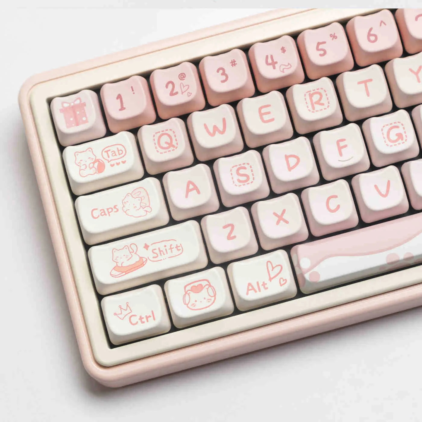 Full set of PBT sublimation key caps for mechanical keyboards showing 26mm keycap size