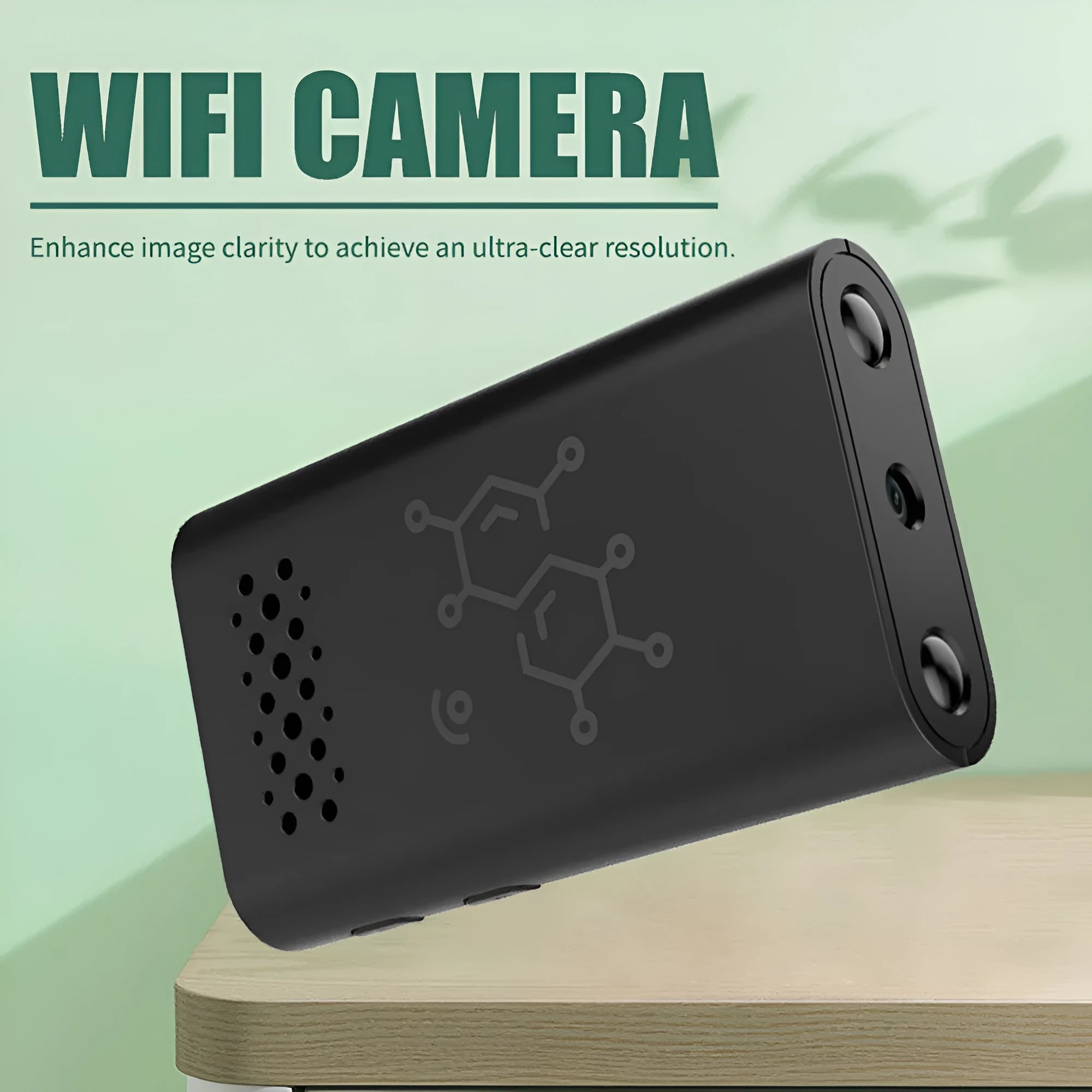 Black indoor WiFi security camera with 1080p HD video for mobile phone monitoring