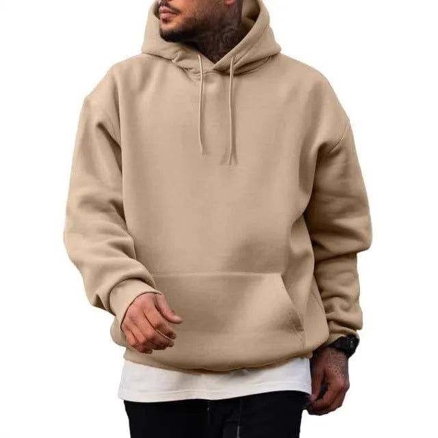 Polyester pullover hoodie with long sleeves available in eight colour options including black and navy blue for spring and autumn casual wear