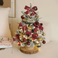 45cm tabletop Christmas tree with lights, red and white ball, red acorn, champagne gold knight style