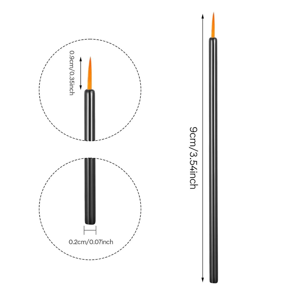 Pack of 100 disposable ultra-fine tip eyeliner brushes with protective plastic sleeves