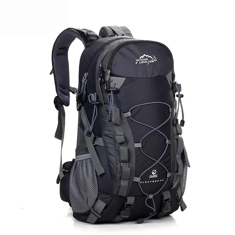 Green polyester outdoor backpack with 20-35L capacity for running hiking camping cycling activities