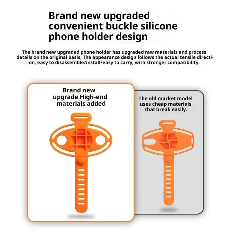 Adjustable road bike phone mount in black, orange, or grey plastic, universal handlebar bracket, single pack