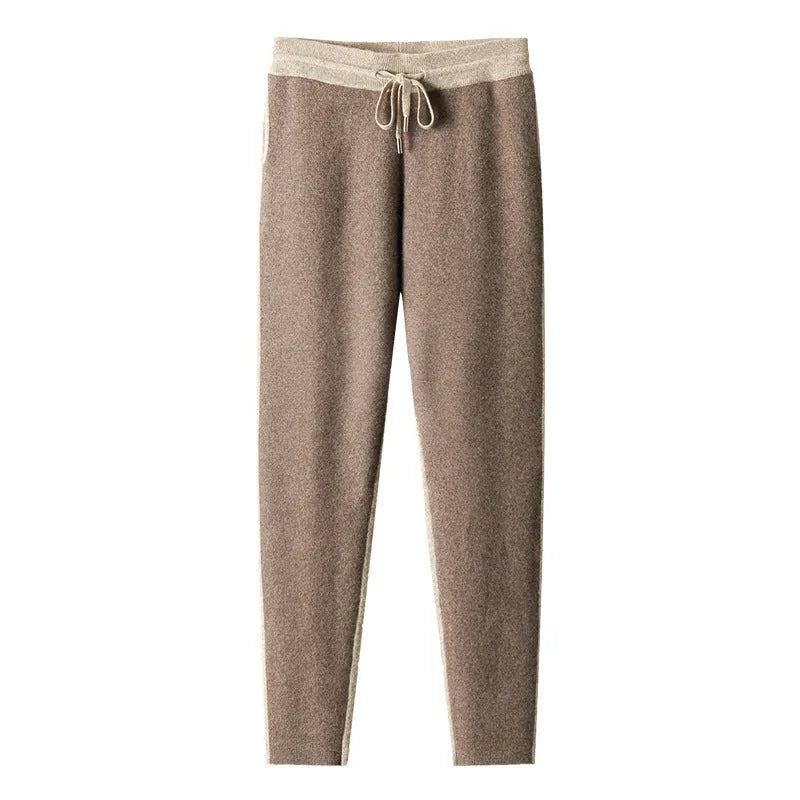 Men's cashmere wool blend knitted cardigan suit with half turtleneck zip front and matching trousers