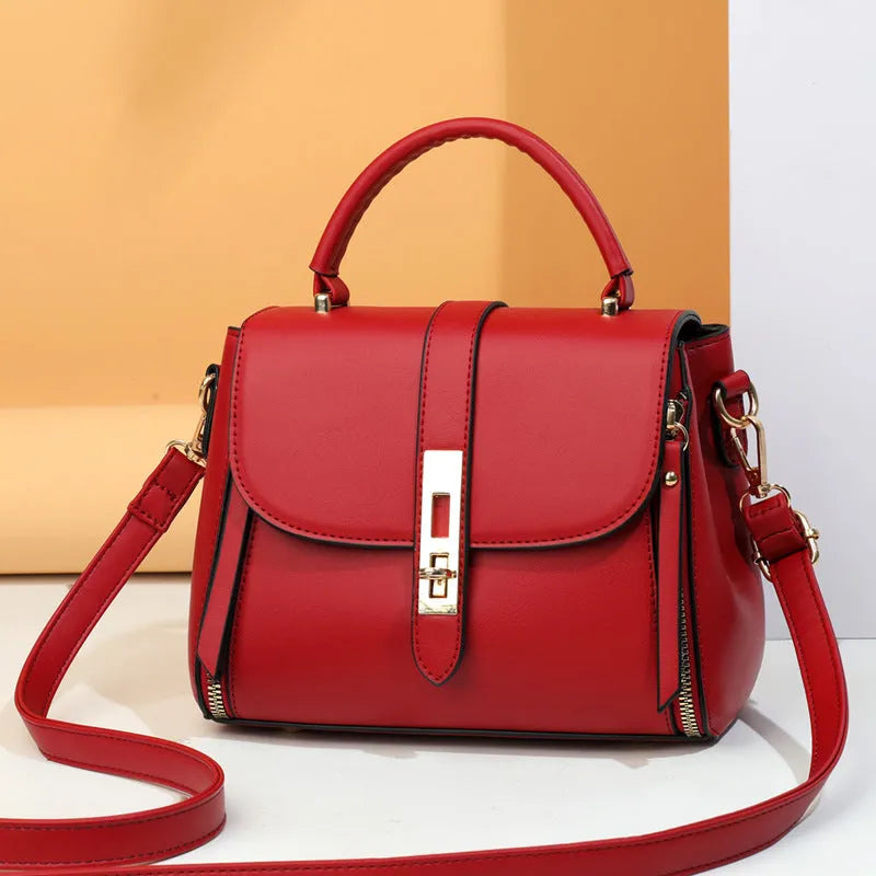 Soft PU leather women's messenger bag in square vertical shape with single shoulder strap
