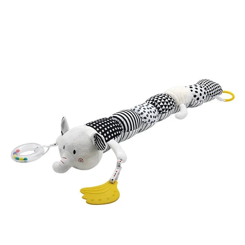 10cm plush rattle toy for infants 0-3 years in elephant, calf and DOL Caterpillar designs