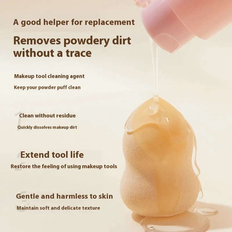 Makeup brush cleaning kit with 80ml detergent bottle and 75ml wash-free spray bottle for beauty tools