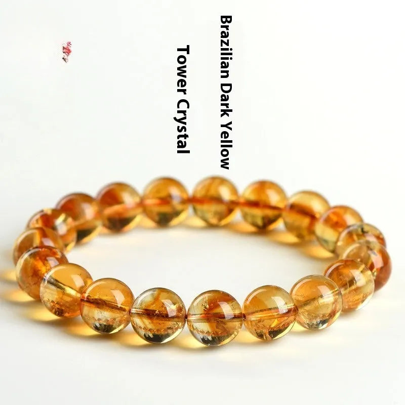 Natural yellow citrine geometric bracelet with multiple bead size options on wrist