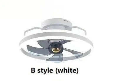 Modern ceiling fan lamp with integrated light fixture, 500mm diameter with PC blades and acrylic lampshade