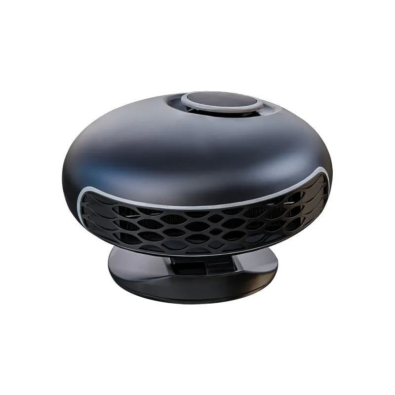 Car warm air blower heater in black ABS plastic housing with 130cm power cable