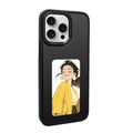 NFC projection screen phone case with stand bracket in graphite black, pink, or green for Apple iPhone.