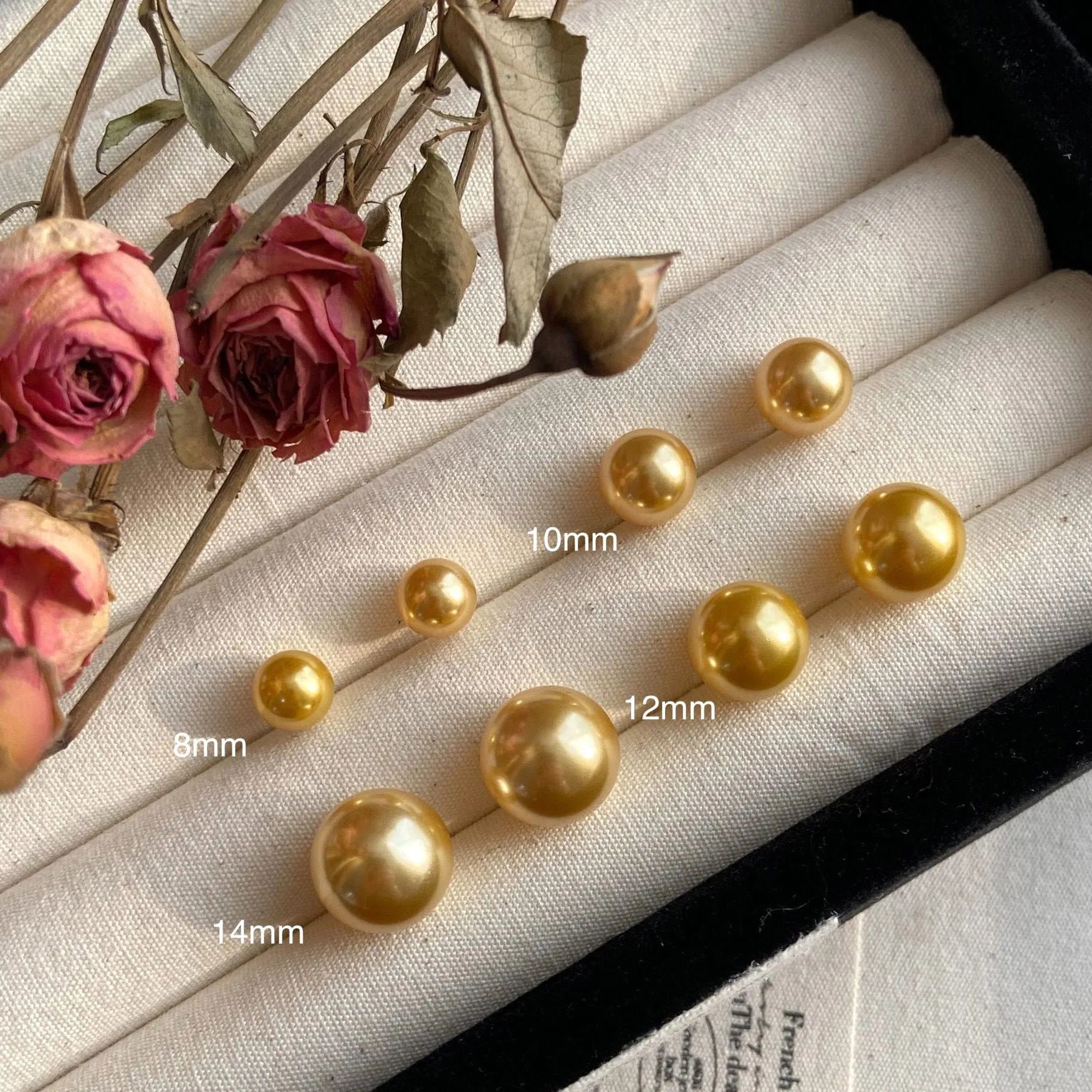 Large pearl stud earrings with eight awn star geometric design in 925 sterling silver showing 8mm to 14mm size options