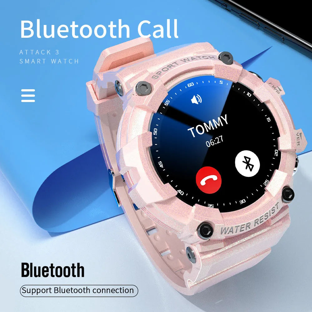 ATTACK 3 IP67 waterproof Bluetooth sports watch in black with round colour screen on a TPU strap.