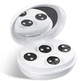 White wireless red light EMS facial and eye massage beauty device on a clean background.