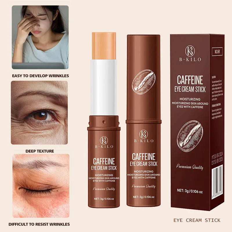 Caffeine eye cream stick with 3g net content for hydrating and reducing fine lines and dark circles