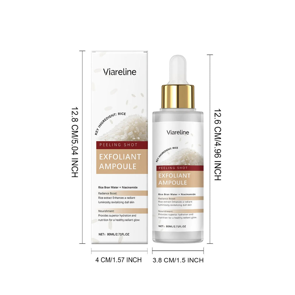 80ml bottle of cleansing and nourishing facial moisturising liquid with exfoliating liquid.