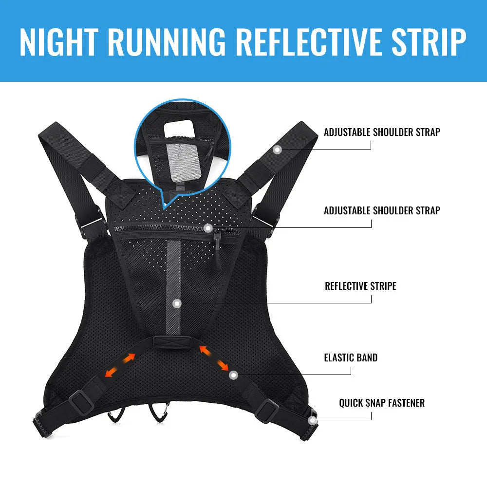 Oxford cloth chest bag for outdoor sports and riding in black, grey, and blue colours