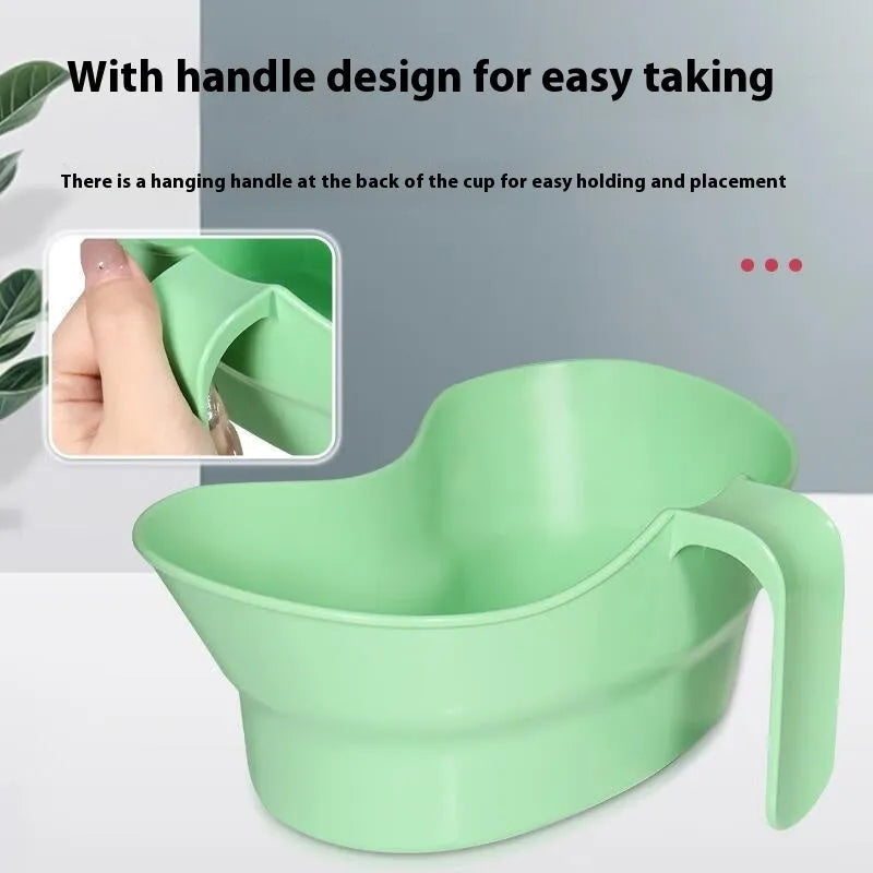 Green plastic gargle cup for bedridden elderly patient oral hygiene assistance