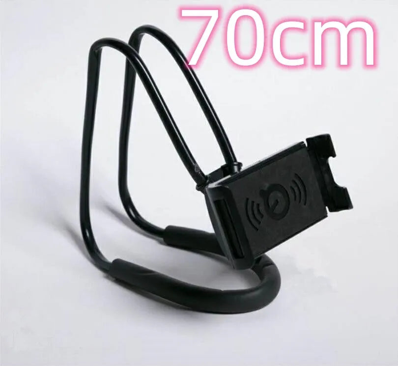 White universal smartphone holder with 360-degree rotating bracket on a desk