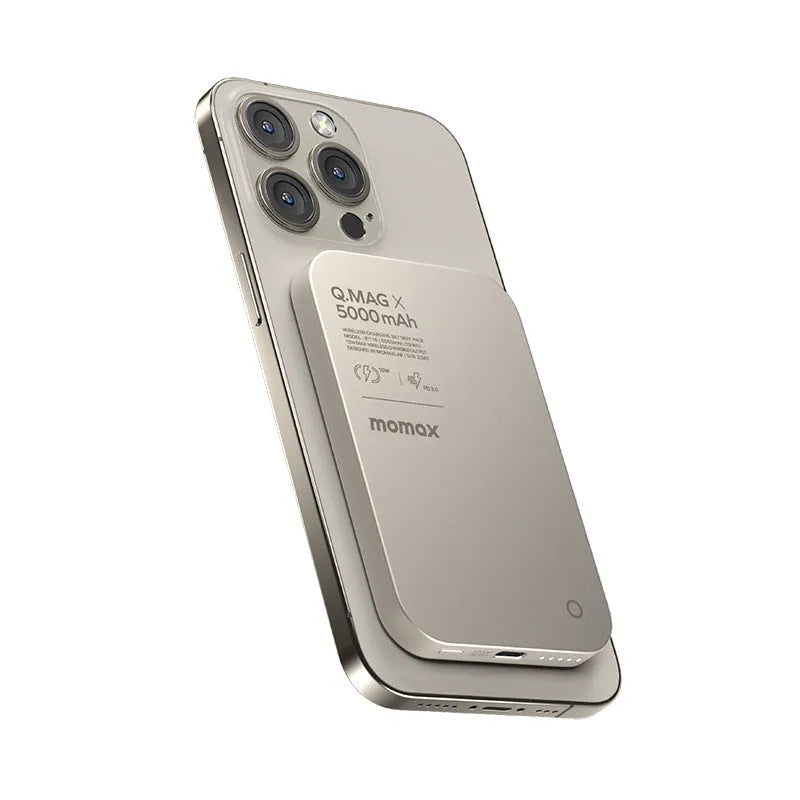 Black and titanium gold magnetic wireless alloy power bank with creative design