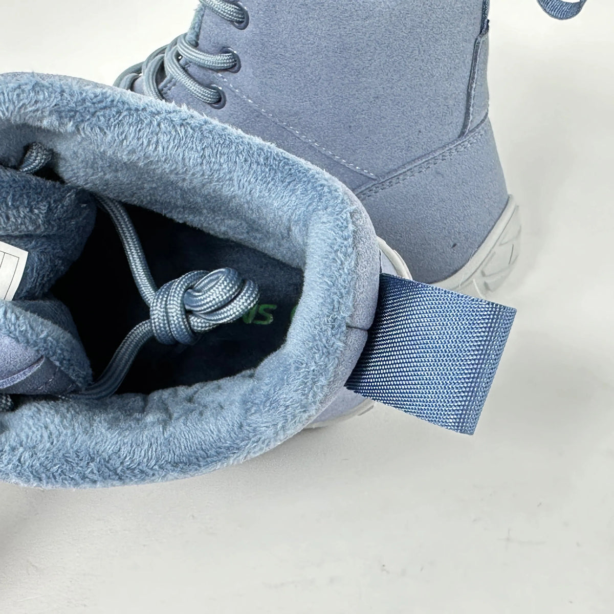 Light blue cold-resistant warm cotton shoes with leather upper and anti-slip rubber outsole, sizes 36-48