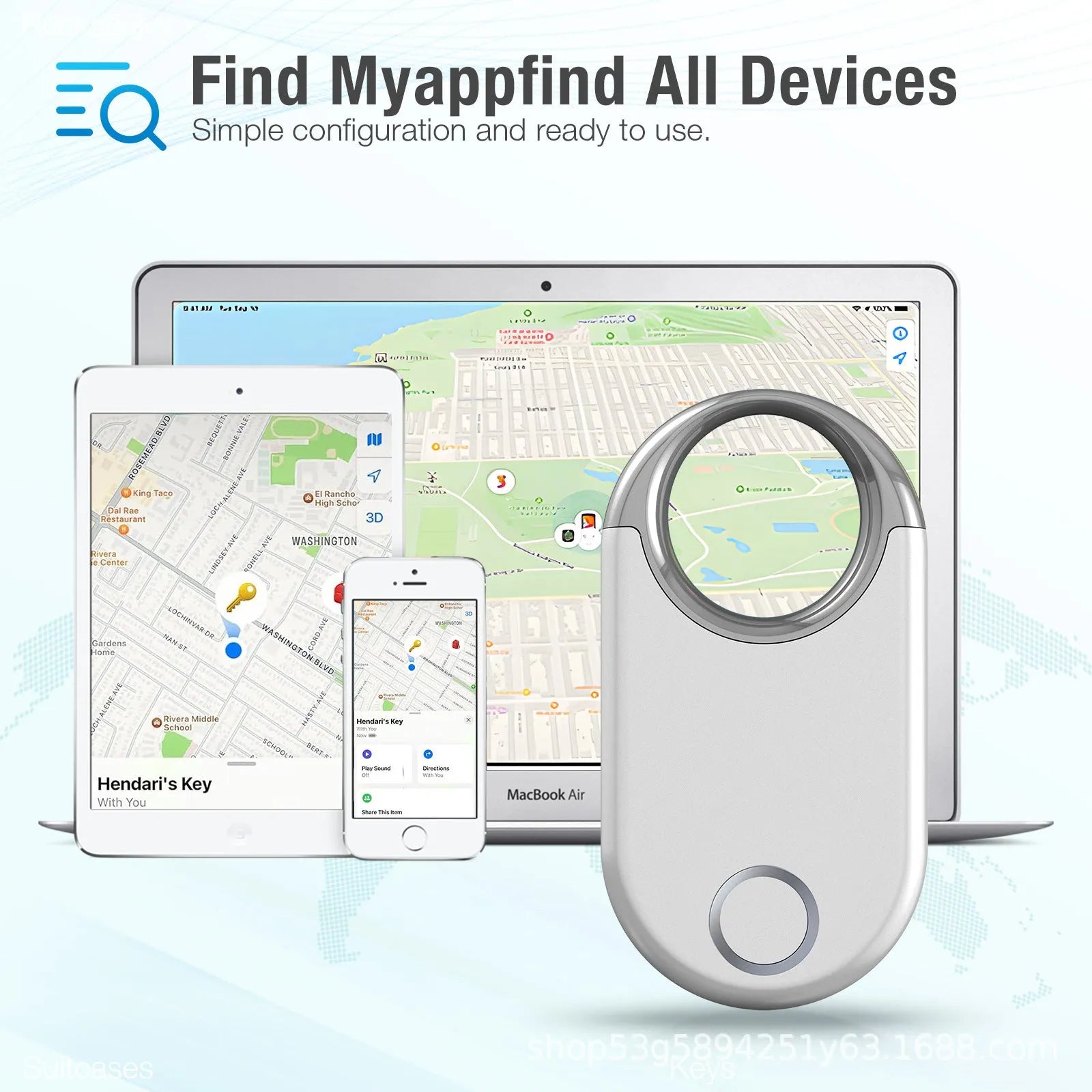 ABC material anti-lost tracking device with GPS positioning, compact 55mm design, black and white colour options