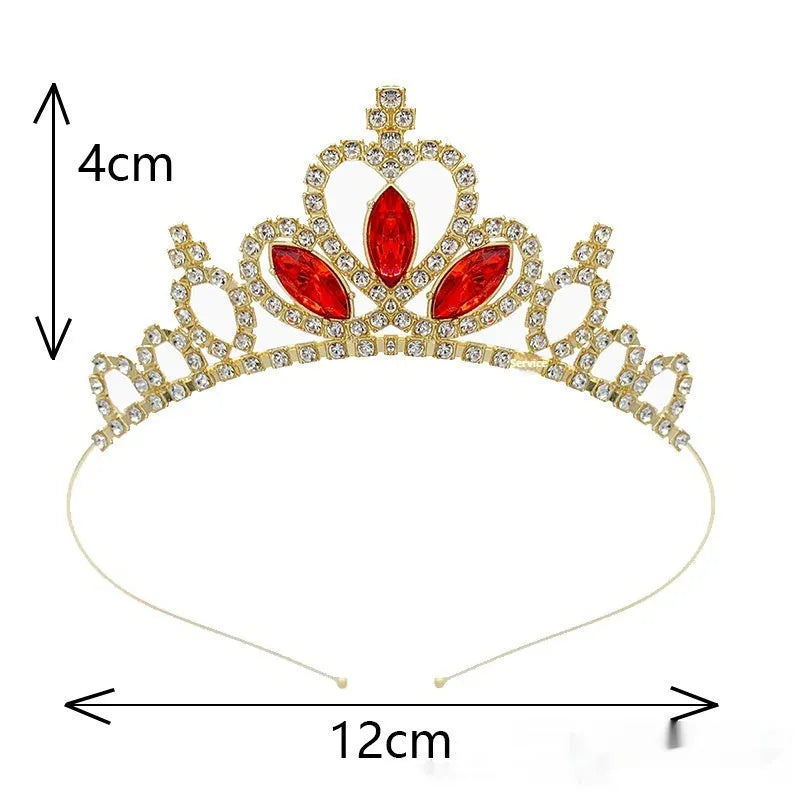Gold and silver alloy princess crown for girls with coloured gemstone decorations.